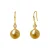 Golden Round South Sea Pearl Drop Earrings 14k Yellow Gold