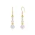 Japanese Akoya White Round Pearl Triple Drop Earrings in Silver with 18K Gold Finish